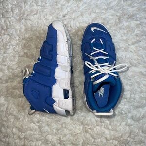 Boys Nike Air More Uptempo Blue and White Sneakers